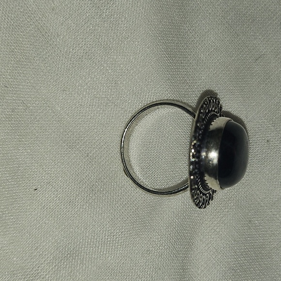 Sterling Silver Midnight Blue Black Oval Ring Sz 8 - Picture 12 of 12